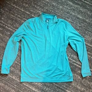 Johnnie-O Aqua Striped quarter zip